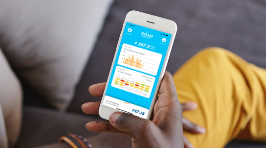Person holding their cellphone looking at the Cirro app
